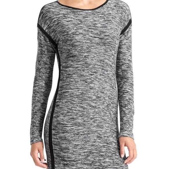 Athleta Retreat Marled Knit Sweater Dress Black Gray Size Small Cozy Couture - Picture 12 of 12